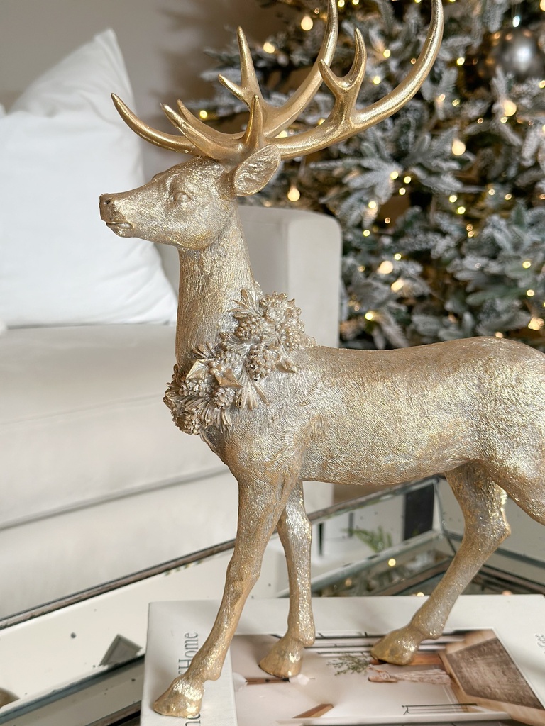 Set de 2 venados dorados con corona