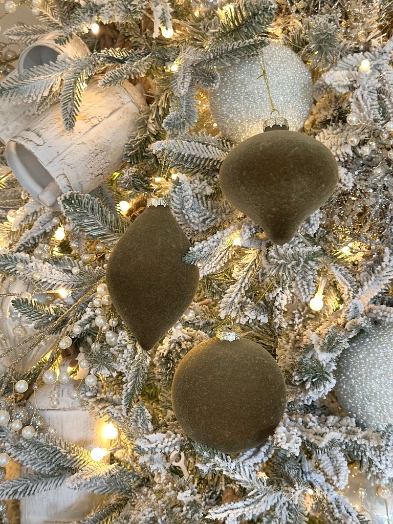 Set de 3 ornamentos velvet verdes