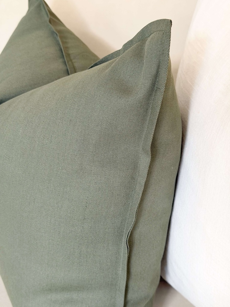 Forro de cojin verde oscuro de algodon