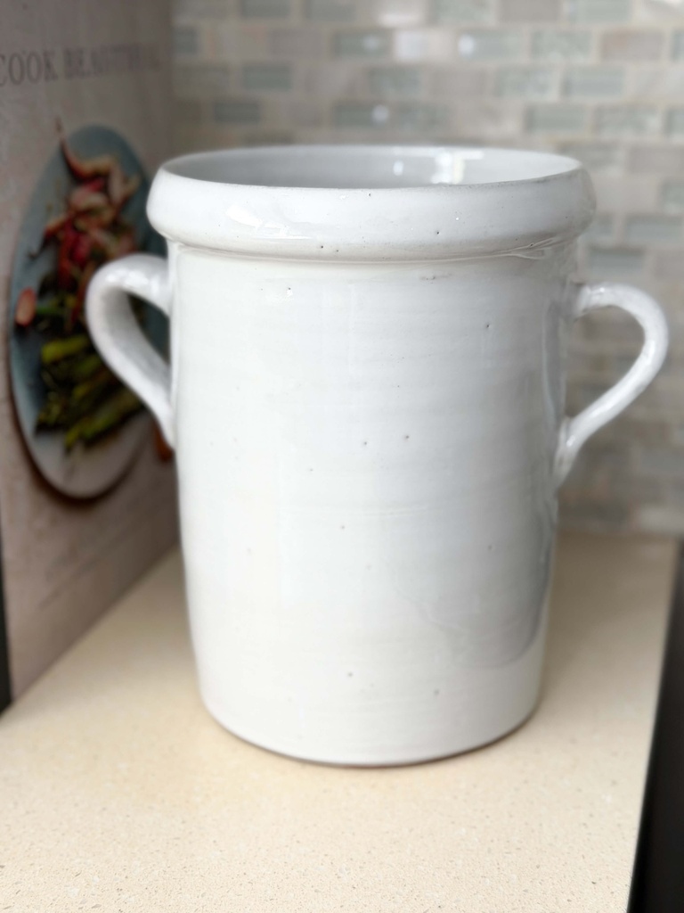 Utensil holder gris palido de ceramica