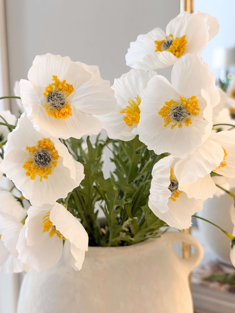 Bunch de 3 ramas poppy blancas