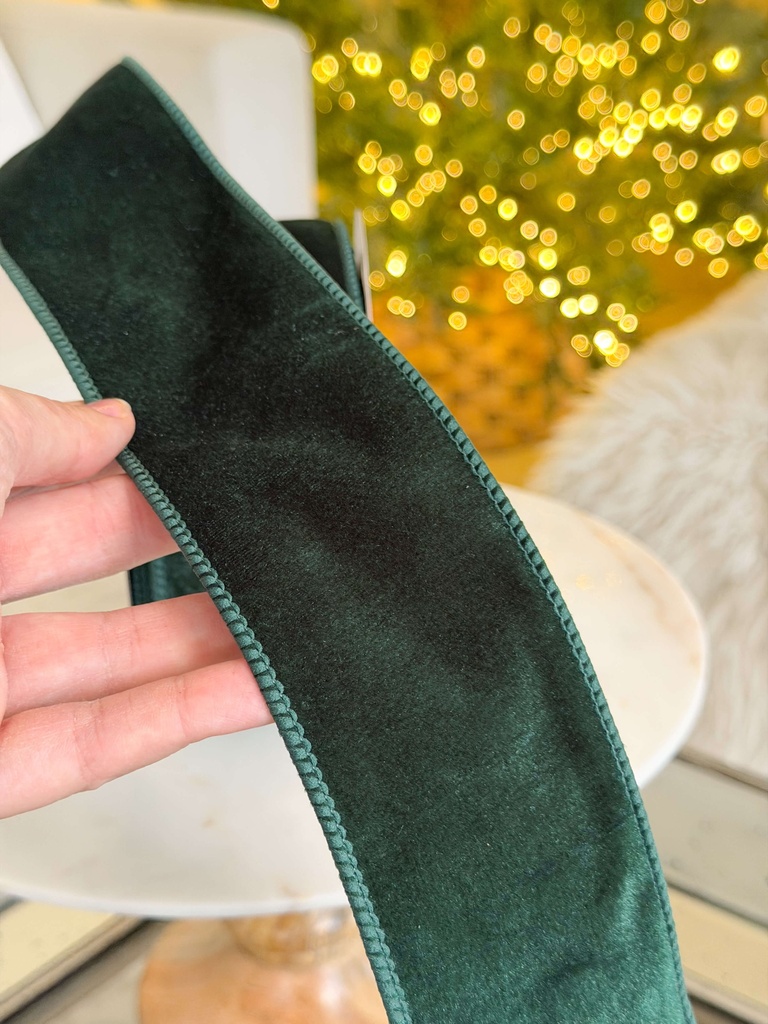 Cinta velvet verde con alambre