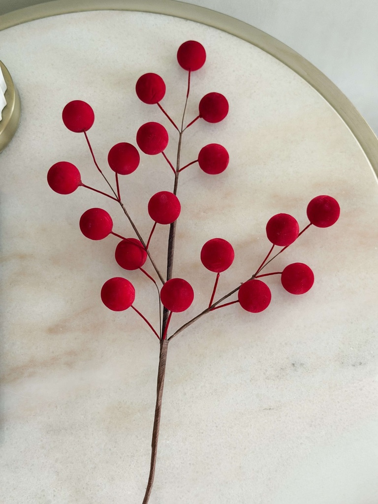 Rama de berry roja terciopelo