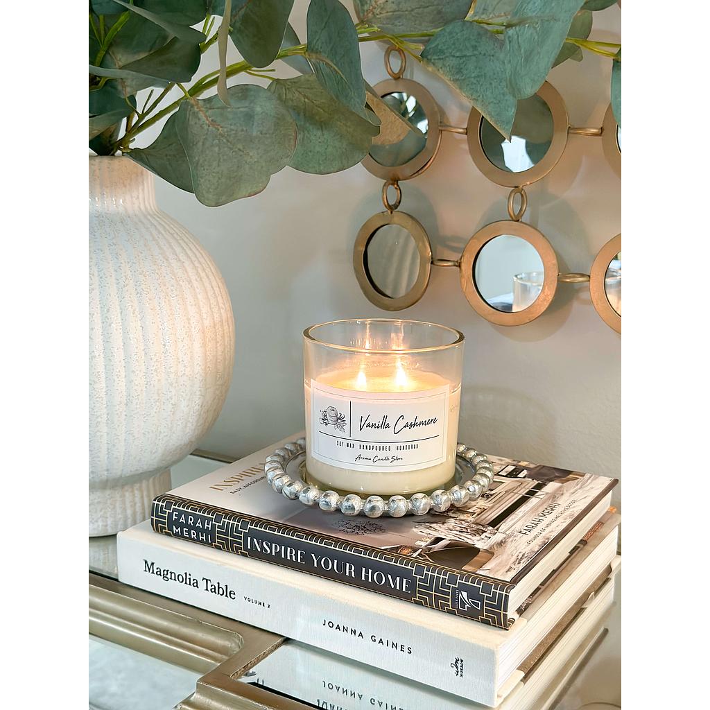 Beaded Candle Dish plateado