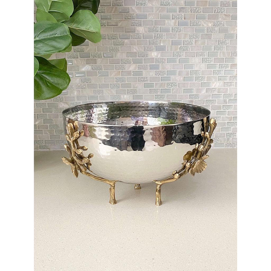 Bowl en pedestal dorado con flor