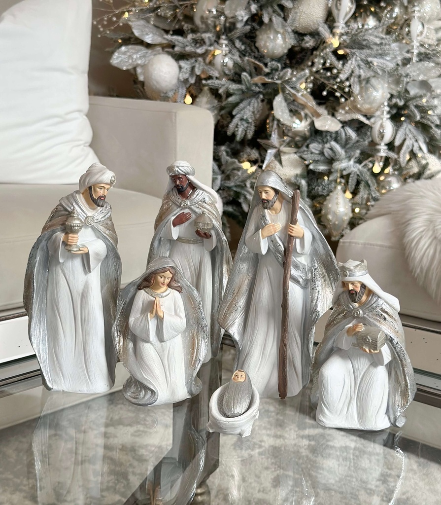 Nacimiento lamina de plata 6 piezas