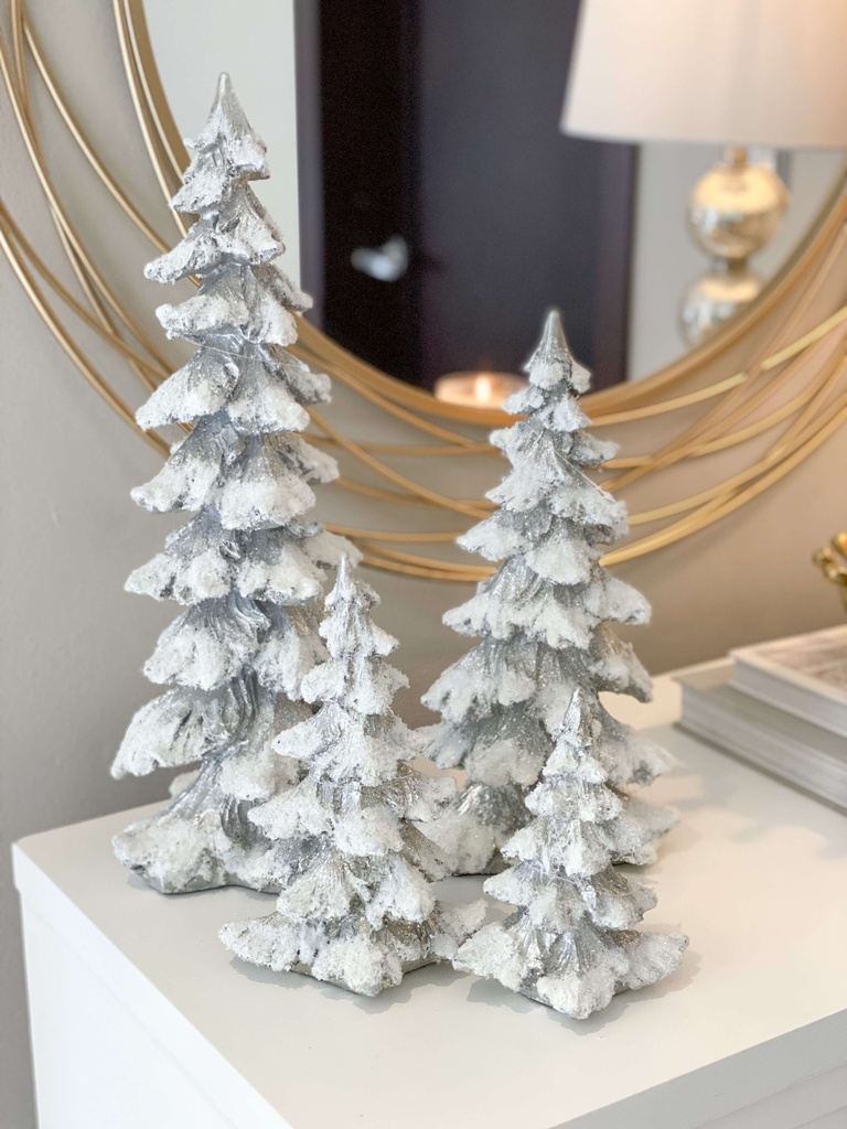 Arboles plateados nevados (4 tamaños)