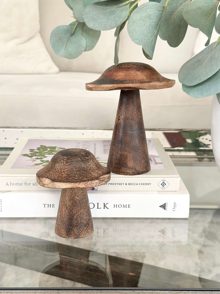 Set de 2 hongos rusticos de madera