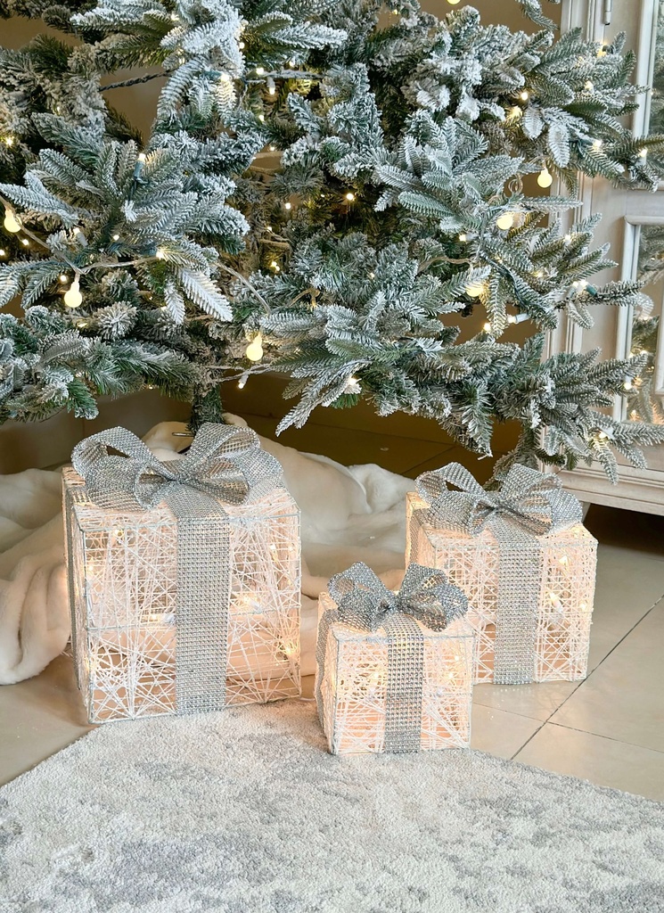 Set de 3 regalos decorativos plateados