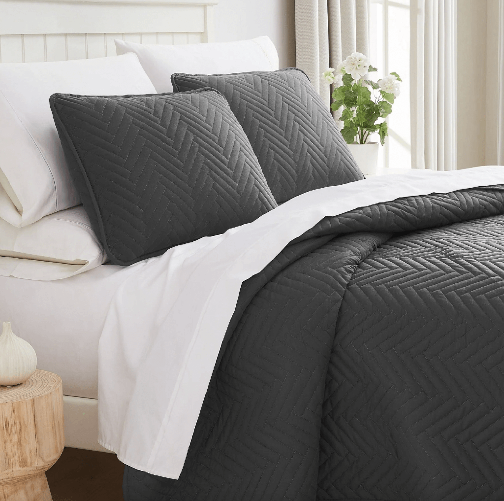 Quilt Set Chevron Charcoal