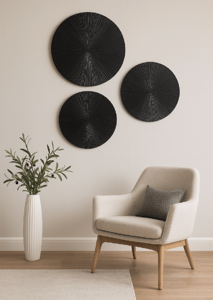 Set de 3 discos de madera negros