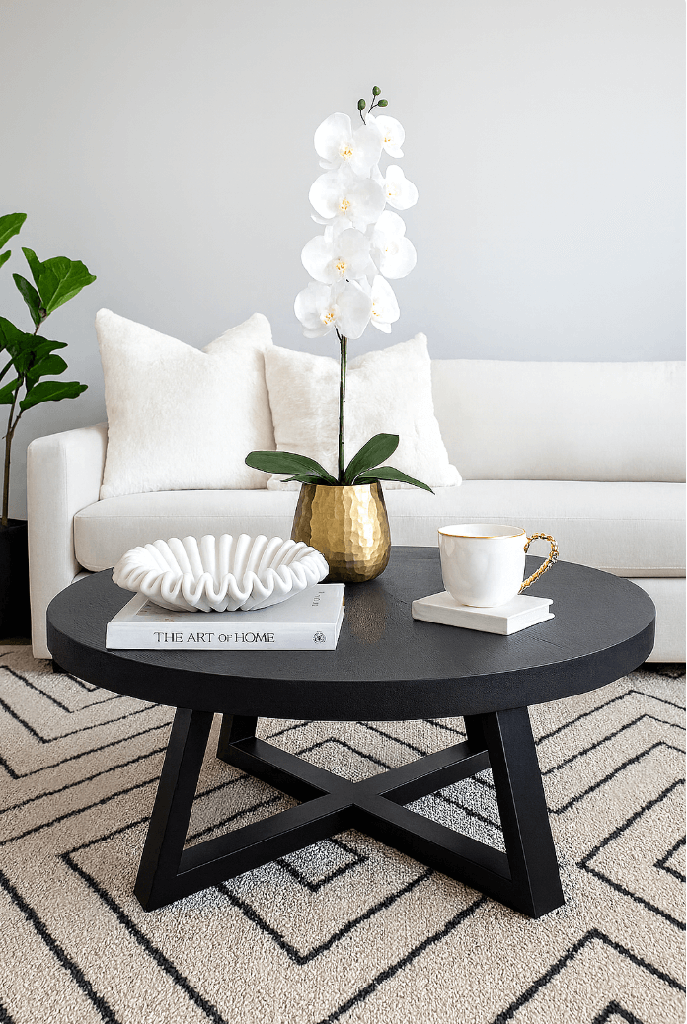 Mesa de centro redonda negra