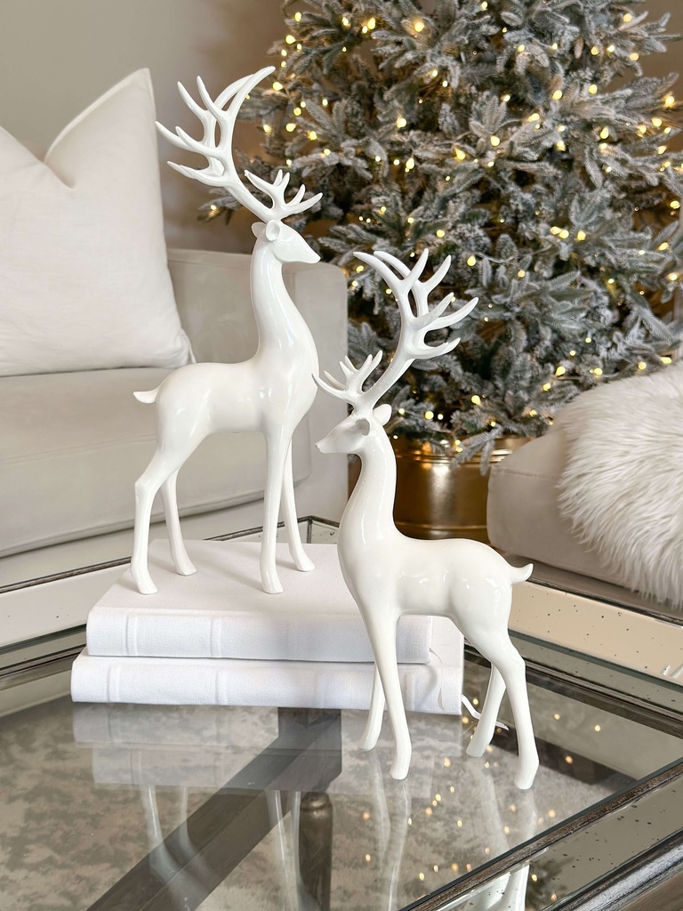 Set de 2 venados blancos de resina