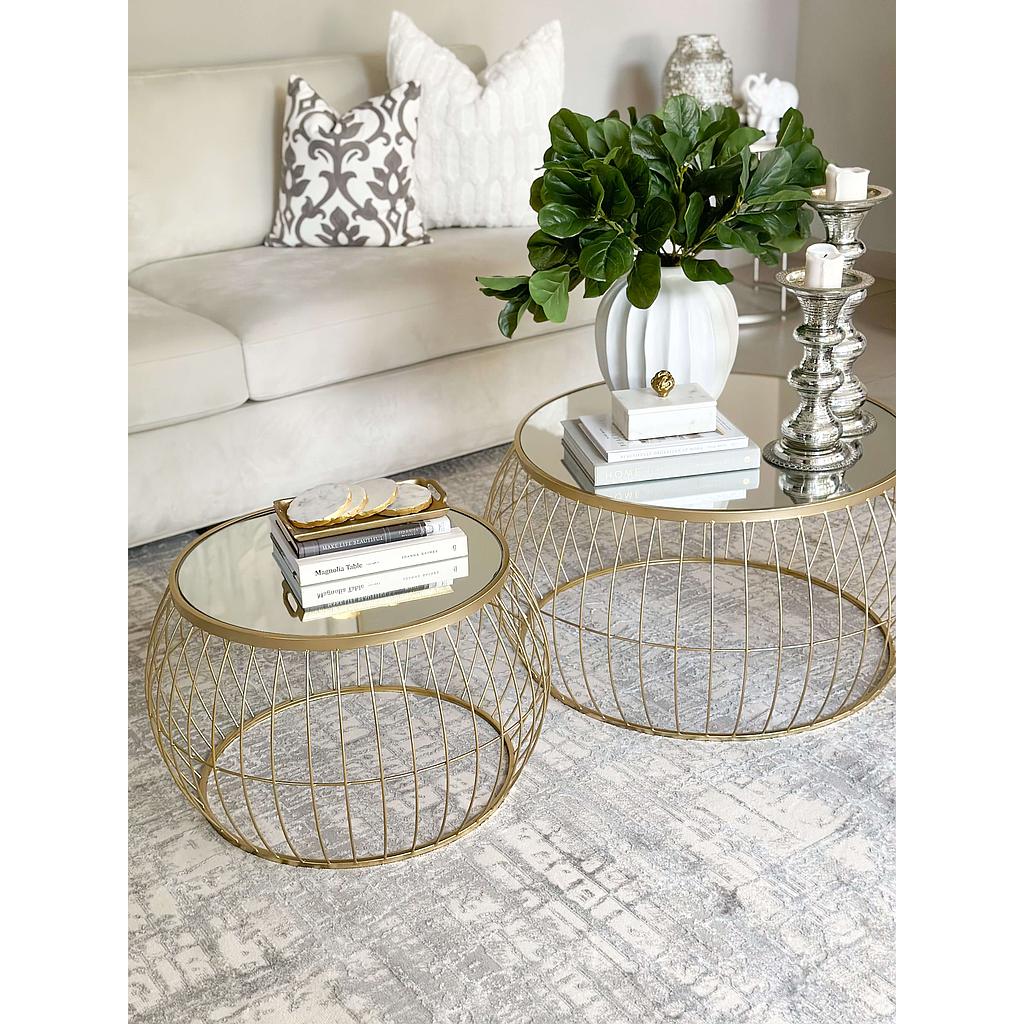 Set de 2 Mesas Redondas Espejadas