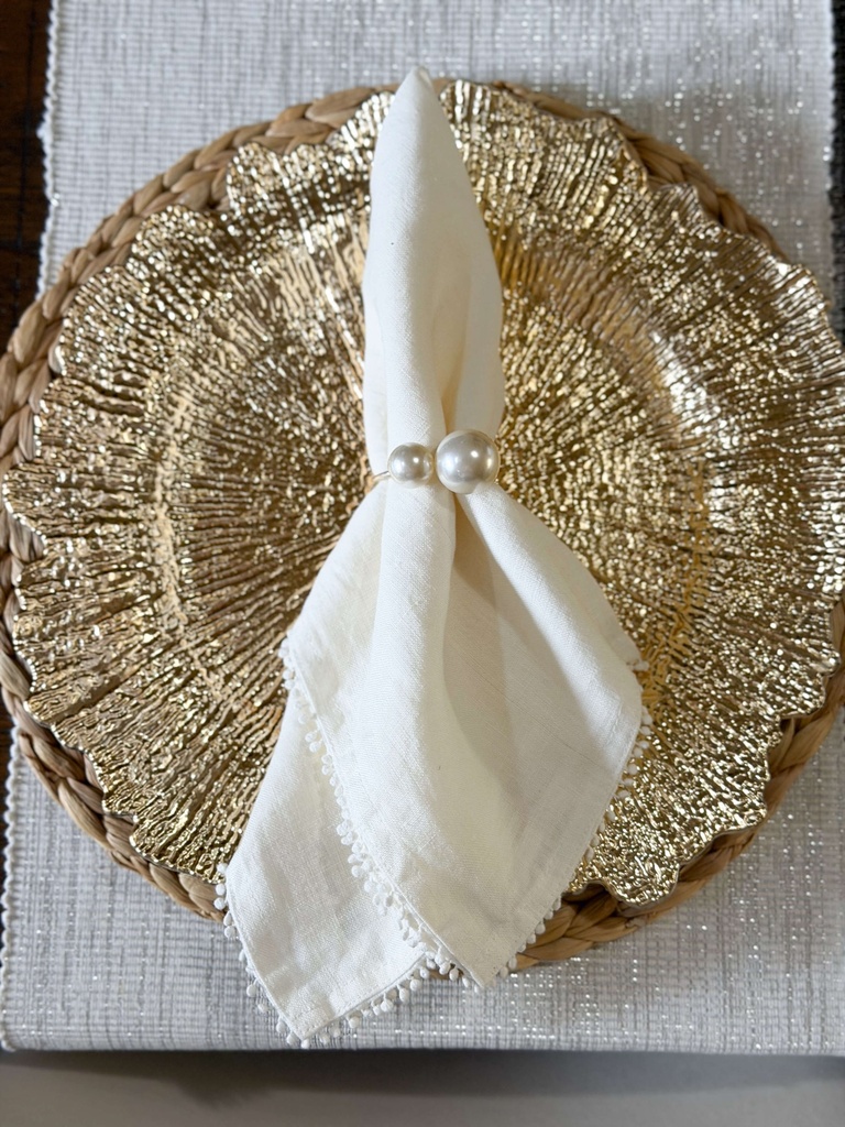 Servilleta de lino con mini pom pom (2 Colores)