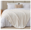 Throw / Sabana blanca faux fur lineas