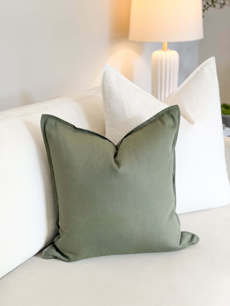 Forro de cojin verde oscuro de algodon
