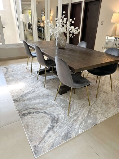 Alfombra Brushstrokes crema y gris