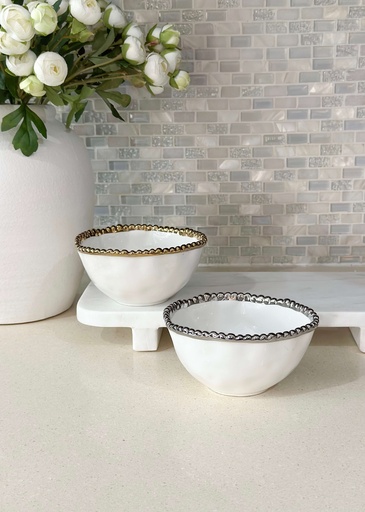 Bowl pequeño de porcelana (plateado y dorado)