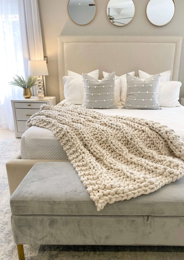 [17106A] Chunky knit throw