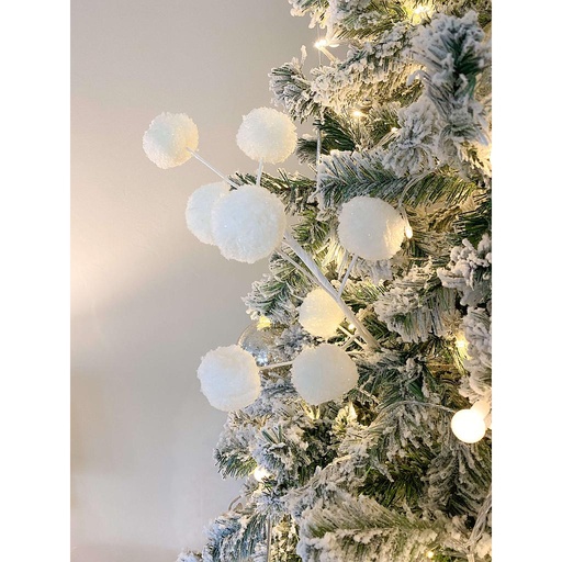 [XB18AT050] Rama blanca pom pom escarchada