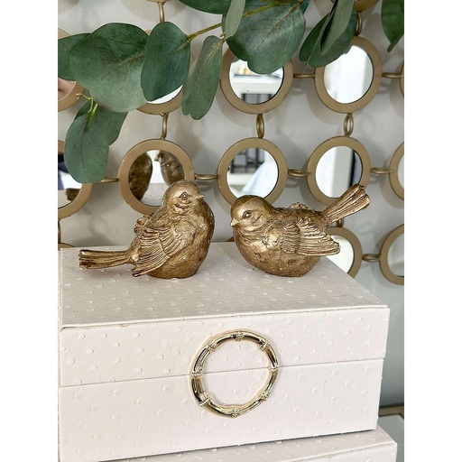 [80720] Set de 2 Pajaros Dorados de Resina