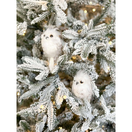 [C0813] Set de 2 mini buhos blancos rayas cafes