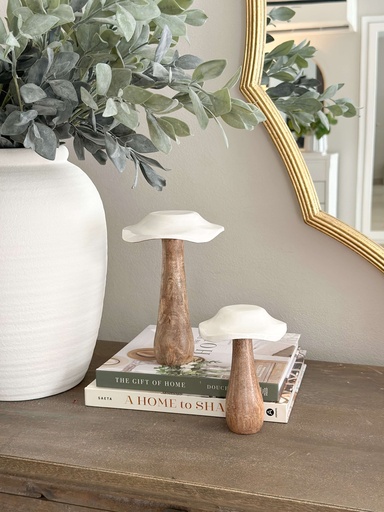 [92538] Set de 2 hongos blancos cuerpo de madera