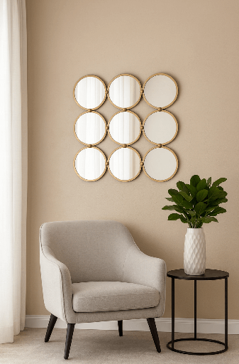 [83728-DS] Espejo Dorado Circulos