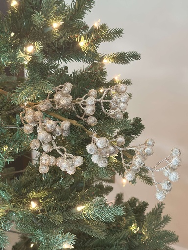 [91572] Rama de berrie champagne escarchado