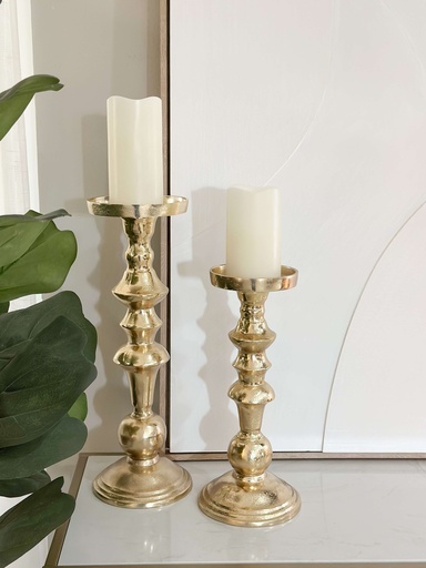 [11762] Set de 2 candelabros dorados de metal