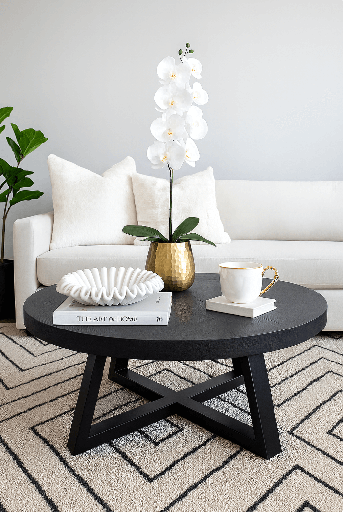 [83775] Mesa redonda negra