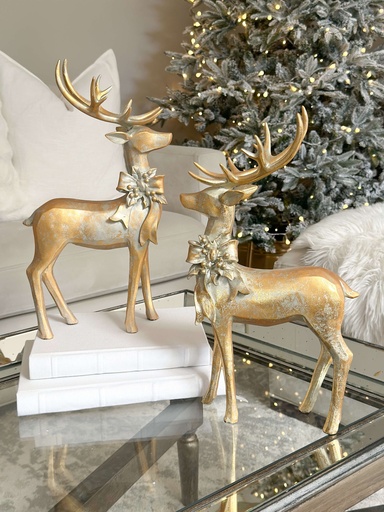 [4111101] Set de 2 venados dorados con chongo