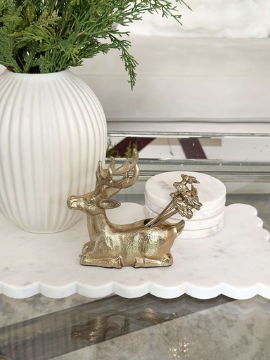 [PDHAC25] Venado dorado de metal con 6 palillos