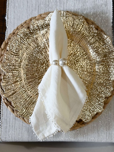 Servilleta de lino con mini pom pom (2 Colores)