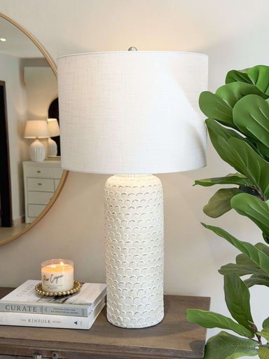[L334662] Lampara Blanca de concreto con textura
