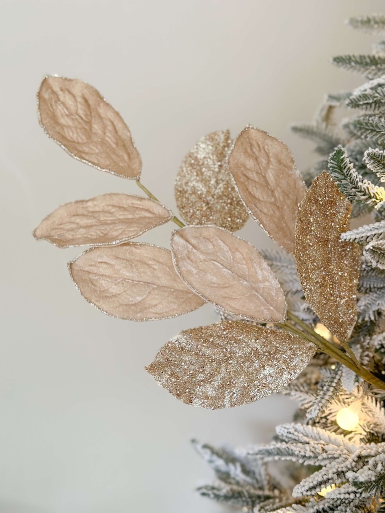 Rama hoja de magnolia velvet con escarcha