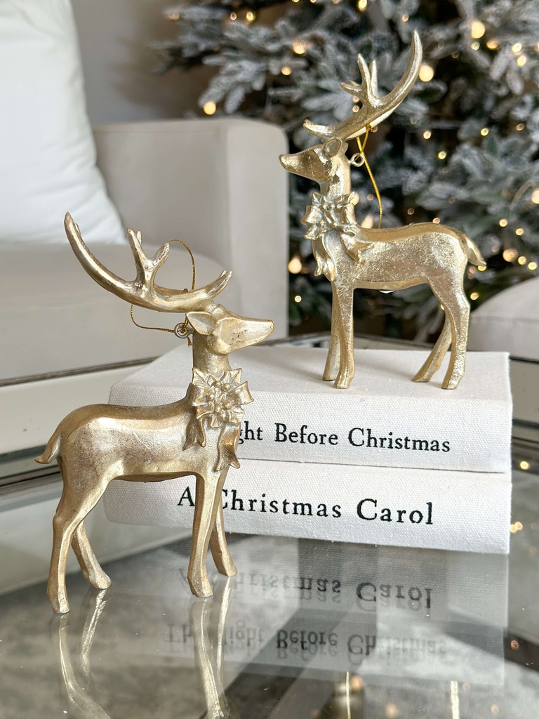Set de 2 ornamentos de venado con chongo