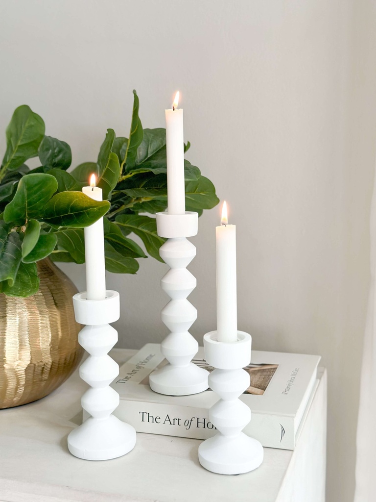 Set de 3 candelabros blancos