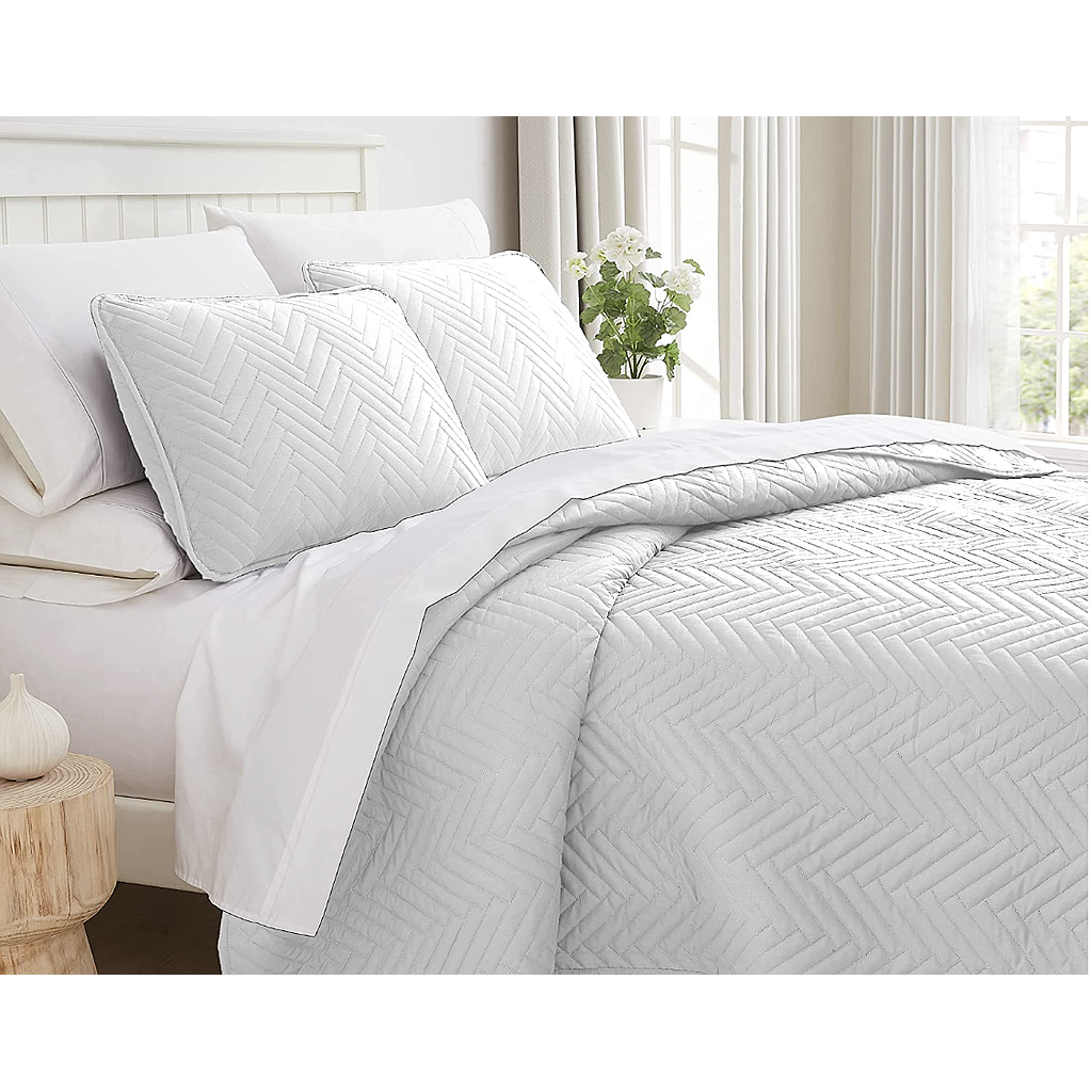 Quilt set Chevron blanco