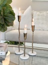 Set de 3 candelabros dorados base marmol