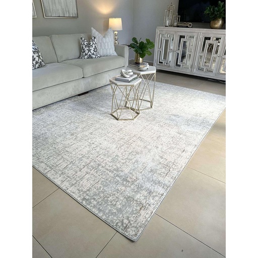 Alfombra Rush gris claro, dorada y crema