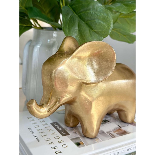 [45996] Elefante Dorado de Resina