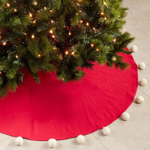[359.R53R] Falda para arbol roja con pom pom