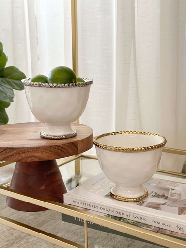 Footed bowl de porcelana (Dorado y Plateado)