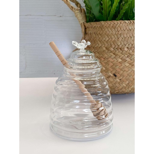 [DF0880] Glass honey jar with dipper