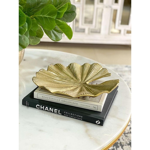 [A-14668B-SHINY GOLD] Gold Water Lily Leaf Tray