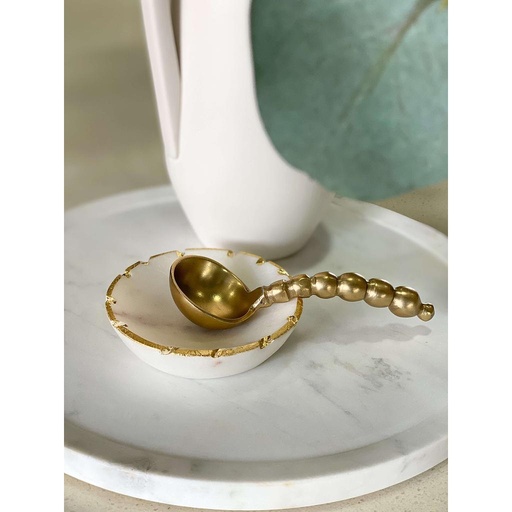 [70104] Mini bowl de mármol con orilla dorado