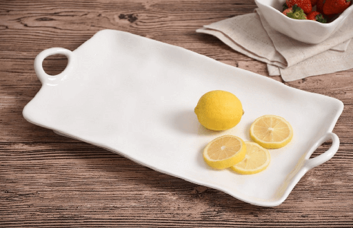Plato blanco rectangular para servir (2 Tamaños)