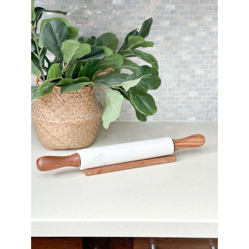 [992-09] Rodillo de marmol con base de madera